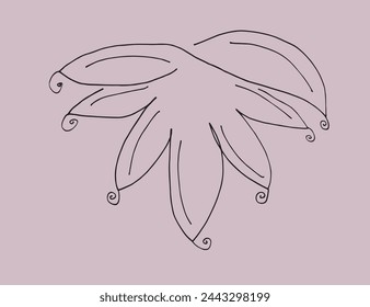 Outline illustration vector image of a  lotus flower.
Hand drawn artwork of a lotus logo.
Simple cute original logo.
Hand drawn vector illustration for posters.