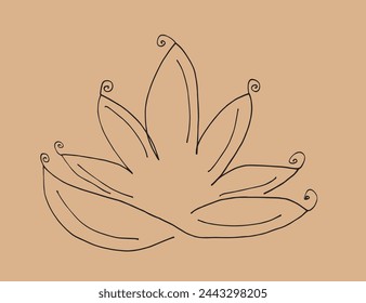 Outline illustration vector image of a  lotus flower.
Hand drawn artwork of a lotus logo.
Simple cute original logo.
Hand drawn vector illustration for posters.