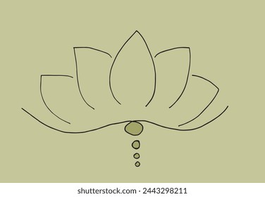 Outline illustration vector image of a  lotus flower.
Hand drawn artwork of a lotus logo.
Simple cute original logo.
Hand drawn vector illustration for posters.