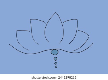 Outline illustration vector image of a  lotus flower.
Hand drawn artwork of a lotus logo.
Simple cute original logo.
Hand drawn vector illustration for posters.