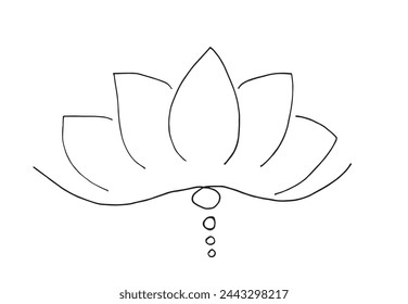 Outline illustration vector image of a  lotus flower.
Hand drawn artwork of a lotus logo.
Simple cute original logo.
Hand drawn vector illustration for posters.