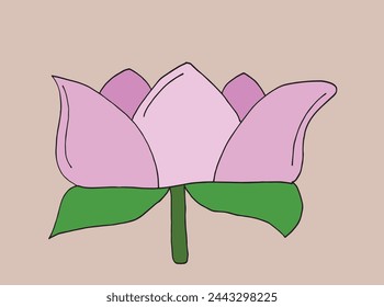 Outline illustration vector image of a  lotus flower.
Hand drawn artwork of a lotus logo.
Simple cute original logo.
Hand drawn vector illustration for posters.