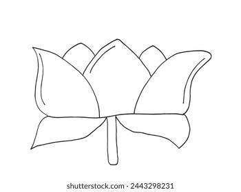 Outline illustration vector image of a  lotus flower.
Hand drawn artwork of a lotus logo.
Simple cute original logo.
Hand drawn vector illustration for posters.