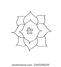 Outline illustration vector image of a  lotus flower.
Hand drawn artwork of a lotus logo.
Simple cute original logo.
Hand drawn vector illustration for posters.