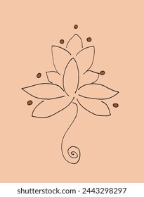 Outline illustration vector image of a  lotus flower.
Hand drawn artwork of a lotus logo.
Simple cute original logo.
Hand drawn vector illustration for posters.