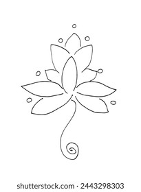 Outline illustration vector image of a  lotus flower.
Hand drawn artwork of a lotus logo.
Simple cute original logo.
Hand drawn vector illustration for posters.