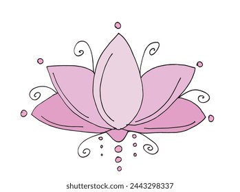 Outline illustration vector image of a  lotus flower.
Hand drawn artwork of a lotus logo.
Simple cute original logo.
Hand drawn vector illustration for posters.