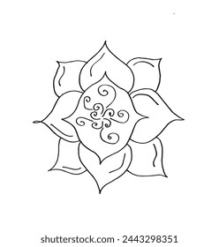 Outline illustration vector image of a  lotus flower.
Hand drawn artwork of a lotus logo.
Simple cute original logo.
Hand drawn vector illustration for posters.