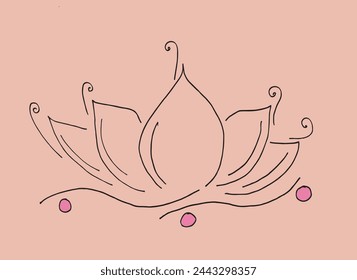 Outline illustration vector image of a  lotus flower.
Hand drawn artwork of a lotus logo.
Simple cute original logo.
Hand drawn vector illustration for posters.