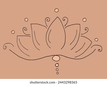 Outline illustration vector image of a  lotus flower.
Hand drawn artwork of a lotus logo.
Simple cute original logo.
Hand drawn vector illustration for posters.