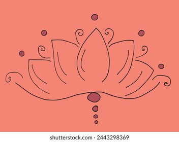 Outline illustration vector image of a  lotus flower.
Hand drawn artwork of a lotus logo.
Simple cute original logo.
Hand drawn vector illustration for posters.