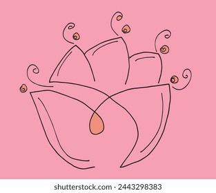 Outline illustration vector image of a  lotus flower.
Hand drawn artwork of a lotus logo.
Simple cute original logo.
Hand drawn vector illustration for posters.