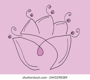 Outline illustration vector image of a  lotus flower.
Hand drawn artwork of a lotus logo.
Simple cute original logo.
Hand drawn vector illustration for posters.