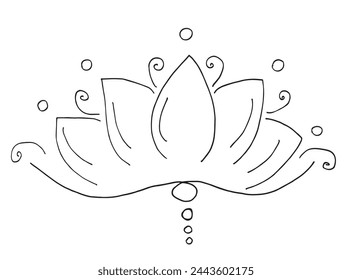 Outline illustration vector image of a  lotus flower.
Hand drawn artwork of a lotus logo.
Simple cute original logo.
Hand drawn vector illustration for posters.