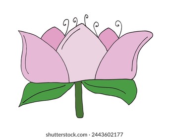 Outline illustration vector image of a  lotus flower.
Hand drawn artwork of a lotus logo.
Simple cute original logo.
Hand drawn vector illustration for posters.