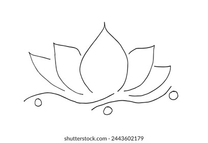 Outline illustration vector image of a  lotus flower.
Hand drawn artwork of a lotus logo.
Simple cute original logo.
Hand drawn vector illustration for posters.