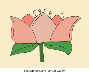 Outline illustration vector image of a  lotus flower.
Hand drawn artwork of a lotus logo.
Simple cute original logo.
Hand drawn vector illustration for posters.