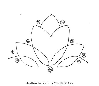 Outline illustration vector image of a  lotus flower.
Hand drawn artwork of a lotus logo.
Simple cute original logo.
Hand drawn vector illustration for posters.