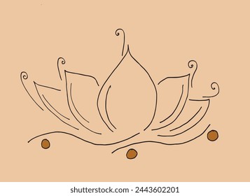 Outline illustration vector image of a  lotus flower.
Hand drawn artwork of a lotus logo.
Simple cute original logo.
Hand drawn vector illustration for posters.