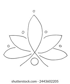 Outline illustration vector image of a  lotus flower.
Hand drawn artwork of a lotus logo.
Simple cute original logo.
Hand drawn vector illustration for posters.