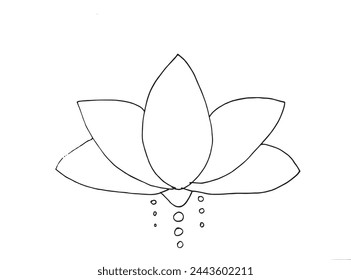 Outline illustration vector image of a  lotus flower.
Hand drawn artwork of a lotus logo.
Simple cute original logo.
Hand drawn vector illustration for posters.