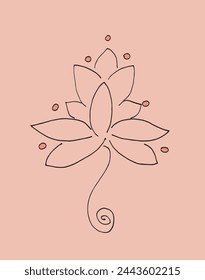 Outline illustration vector image of a  lotus flower.
Hand drawn artwork of a lotus logo.
Simple cute original logo.
Hand drawn vector illustration for posters.