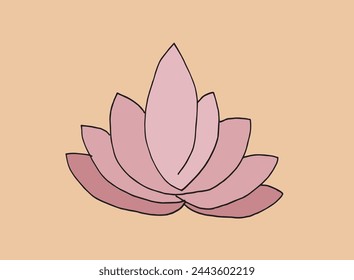 Outline illustration vector image of a  lotus flower.
Hand drawn artwork of a lotus logo.
Simple cute original logo.
Hand drawn vector illustration for posters.