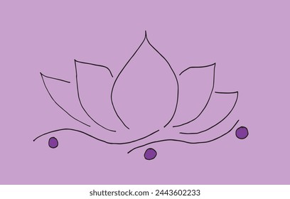 Outline illustration vector image of a  lotus flower.
Hand drawn artwork of a lotus logo.
Simple cute original logo.
Hand drawn vector illustration for posters.