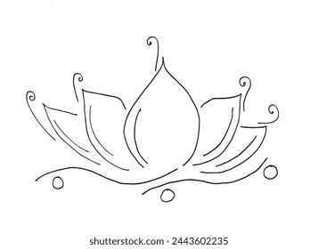 Outline illustration vector image of a  lotus flower.
Hand drawn artwork of a lotus logo.
Simple cute original logo.
Hand drawn vector illustration for posters.