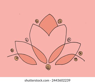 Outline illustration vector image of a  lotus flower.
Hand drawn artwork of a lotus logo.
Simple cute original logo.
Hand drawn vector illustration for posters.