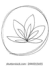 Outline illustration vector image of a  lotus flower.
Hand drawn artwork of a lotus logo.
Simple cute original logo.
Hand drawn vector illustration for posters.