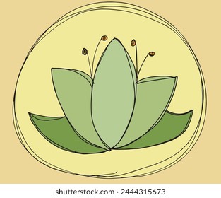 Outline illustration vector image of a  lotus flower.
Hand drawn artwork of a lotus logo.
Simple cute original logo.
Hand drawn vector illustration for posters.