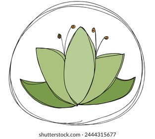 Outline illustration vector image of a  lotus flower.
Hand drawn artwork of a lotus logo.
Simple cute original logo.
Hand drawn vector illustration for posters.