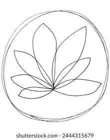 Outline illustration vector image of a  lotus flower.
Hand drawn artwork of a lotus logo.
Simple cute original logo.
Hand drawn vector illustration for posters.