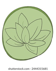 Outline illustration vector image of a  lotus flower.
Hand drawn artwork of a lotus logo.
Simple cute original logo.
Hand drawn vector illustration for posters.