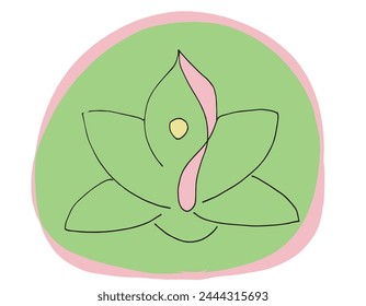 Outline illustration vector image of a  lotus flower.
Hand drawn artwork of a lotus logo.
Simple cute original logo.
Hand drawn vector illustration for posters.