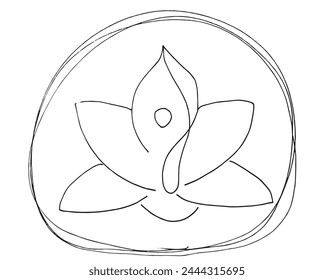 Outline illustration vector image of a  lotus flower.
Hand drawn artwork of a lotus logo.
Simple cute original logo.
Hand drawn vector illustration for posters.