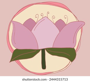 Outline illustration vector image of a  lotus flower.
Hand drawn artwork of a lotus logo.
Simple cute original logo.
Hand drawn vector illustration for posters.