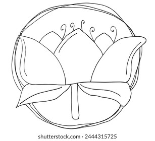 Outline illustration vector image of a  lotus flower.
Hand drawn artwork of a lotus logo.
Simple cute original logo.
Hand drawn vector illustration for posters.