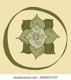 Outline illustration vector image of a  lotus flower.
Hand drawn artwork of a lotus logo.
Simple cute original logo.
Hand drawn vector illustration for posters.