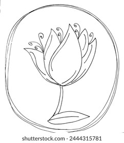 Outline illustration vector image of a  lotus flower.
Hand drawn artwork of a lotus logo.
Simple cute original logo.
Hand drawn vector illustration for posters.