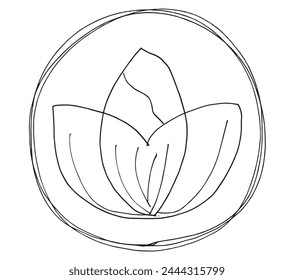 Outline illustration vector image of a  lotus flower.
Hand drawn artwork of a lotus logo.
Simple cute original logo.
Hand drawn vector illustration for posters.