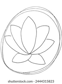 Outline illustration vector image of a  lotus flower.
Hand drawn artwork of a lotus logo.
Simple cute original logo.
Hand drawn vector illustration for posters.