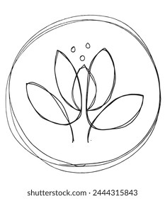 Outline illustration vector image of a  lotus flower.
Hand drawn artwork of a lotus logo.
Simple cute original logo.
Hand drawn vector illustration for posters.