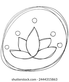 Outline illustration vector image of a  lotus flower.
Hand drawn artwork of a lotus logo.
Simple cute original logo.
Hand drawn vector illustration for posters.