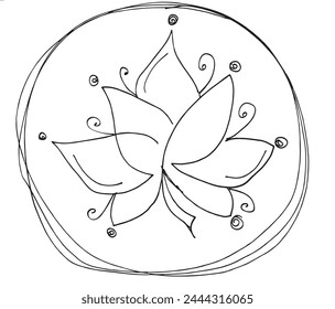 Outline illustration vector image of a  lotus flower.
Hand drawn artwork of a lotus logo.
Simple cute original logo.
Hand drawn vector illustration for posters.