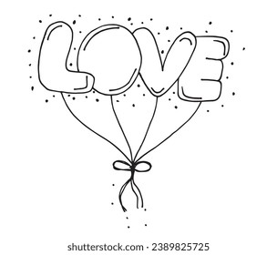 Ilustración de esquema de imagen vectorial de una palabra de amor.
Dibujo a mano de arte de mujer carta amor. 
Simple y lindo logo original.
Ilustración vectorial dibujada a mano para afiches, tarjetas, camisetas.