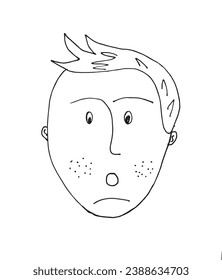 Outline illustration vector image of a man face.
Hand drawn artwork of male face silhouette. 
Simple cute original logo.
Hand drawn vector illustration for posters, cards, t-shirts.