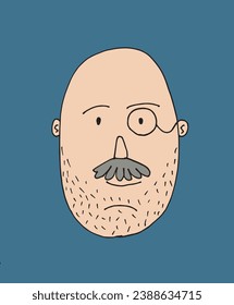 Ilustración de esquema de imagen vectorial de una cara de hombre.
Obra de arte a mano de silueta de cara masculina. 
Simple y lindo logo original.
Ilustración vectorial dibujada a mano para afiches, tarjetas, camisetas.