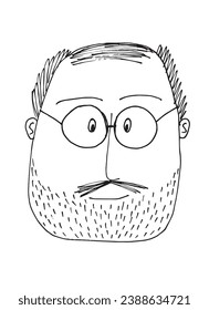 Ilustración de esquema de imagen vectorial de una cara de hombre.
Obra de arte a mano de silueta de cara masculina. 
Simple y lindo logo original.
Ilustración vectorial dibujada a mano para afiches, tarjetas, camisetas.